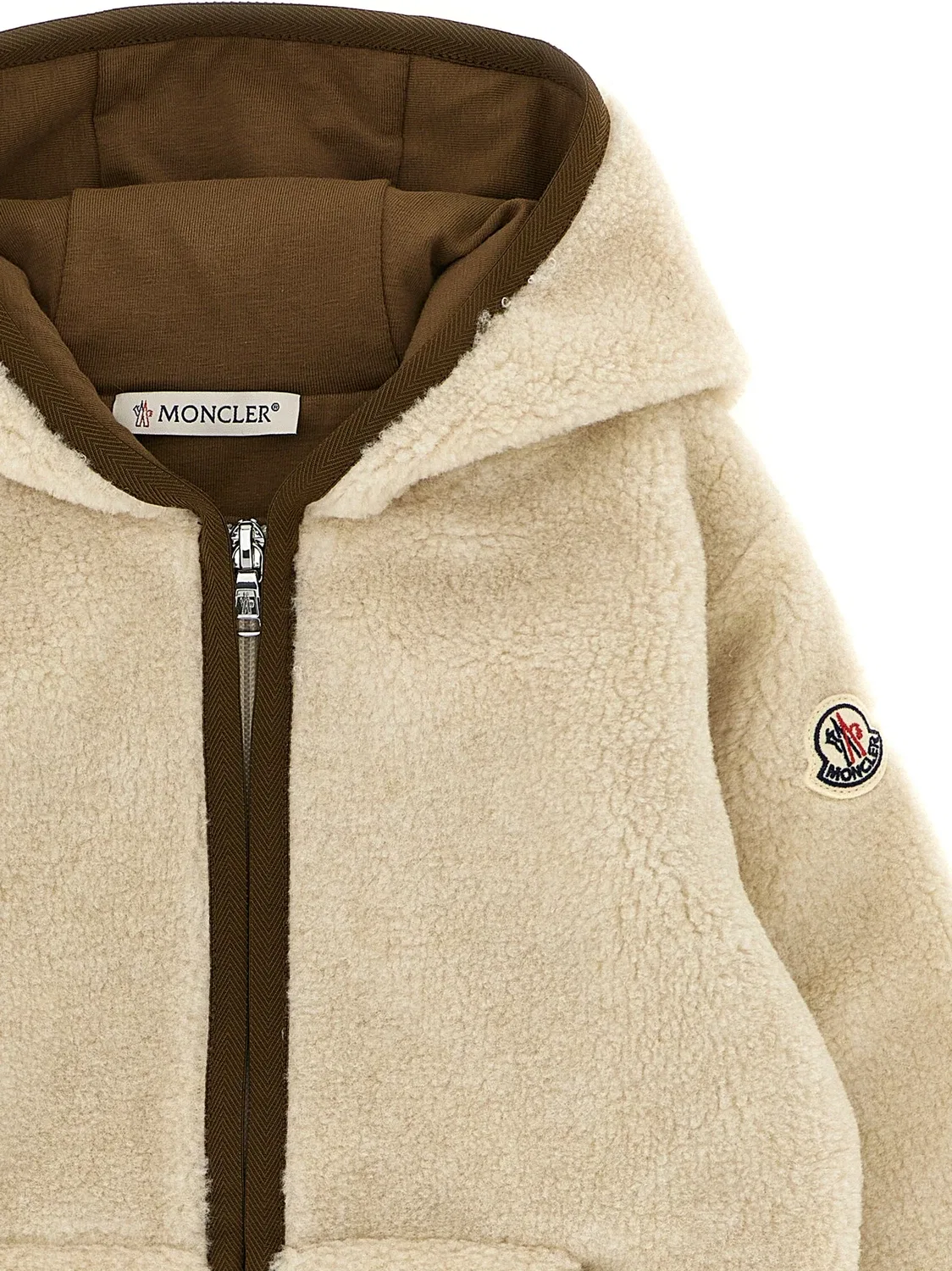Толстовка Тедди Moncler Enfant, бежевый — фото 3