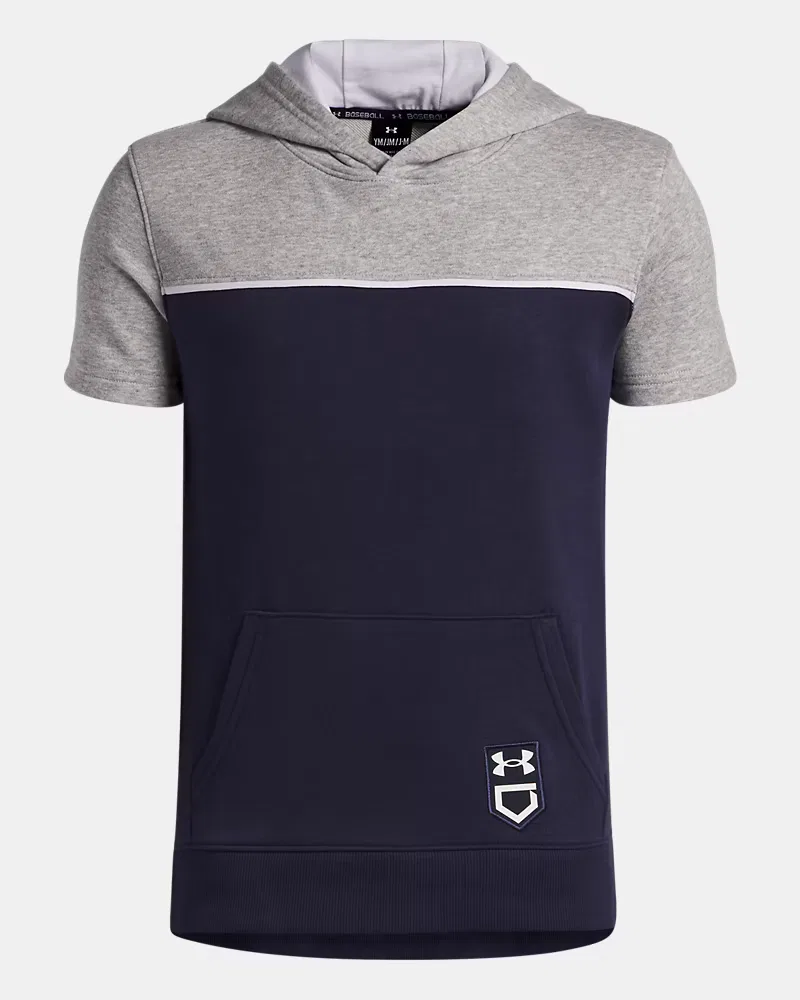 Детское худи с коротким рукавом без шнурка на капюшоне UA Utility UnderArmour, Midnight Navy/Steel/White