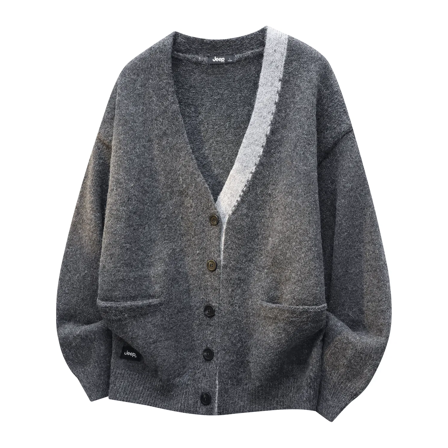 Детский свитер с V-образным вырезом утепленный Jeep Leisure Collection, Dark Gray