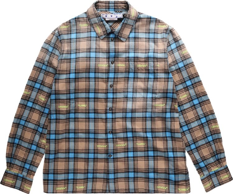 

Рубашка Off-White Helvet Patt Check Flannel Skate Shirt 'Camel', разноцветный