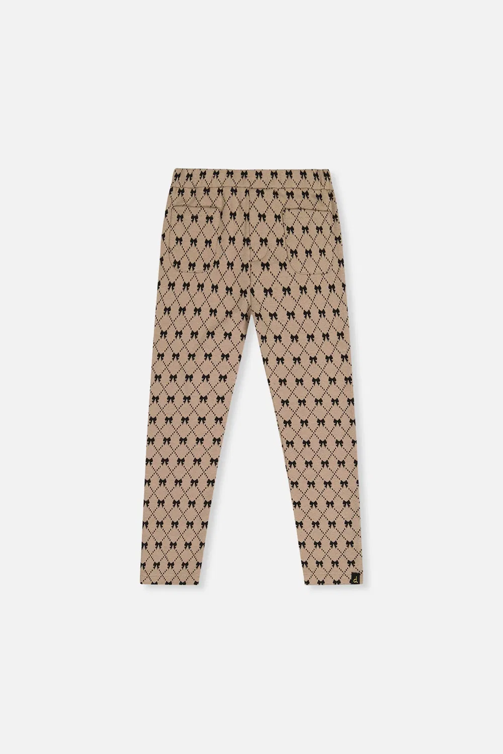 Детские леггинсы с принтом бантов модель Treggings Beige Bow Tie Print Deux par Deux, Beige Printed Bow Ties