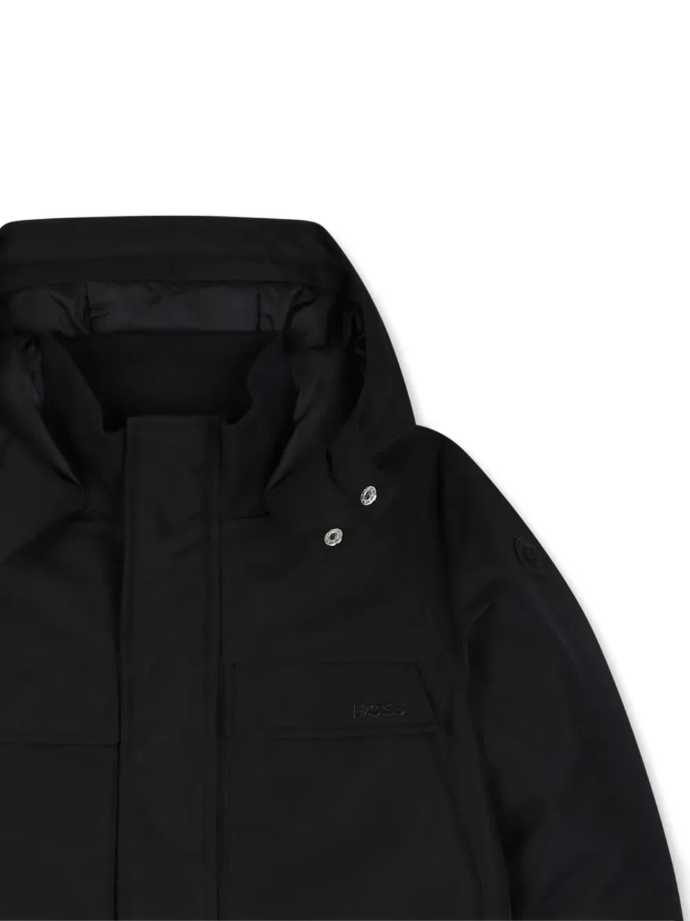 Пальто с капюшоном и карманами Boss Kidswear, черный — фото 3