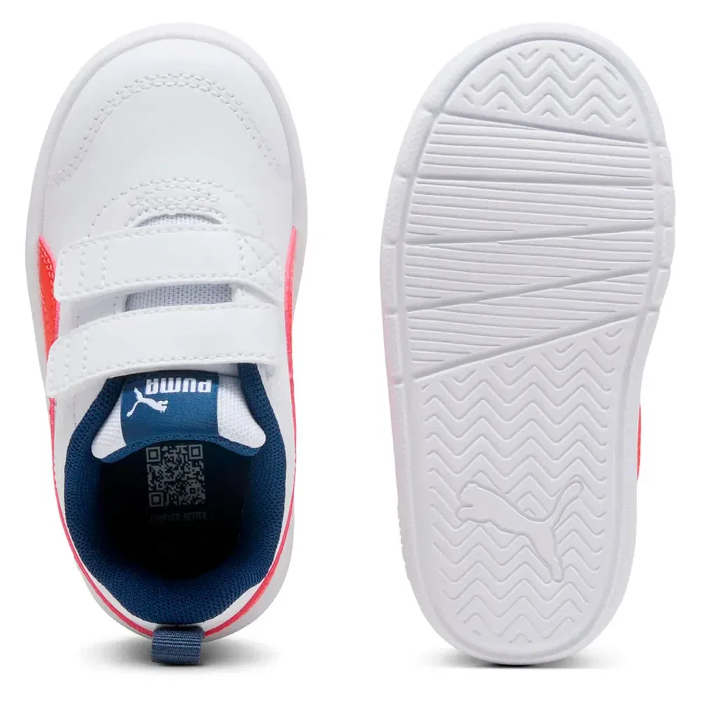 Детские кроссовки для девочек с липучками Courtflex V3 V Puma, White — фото 2