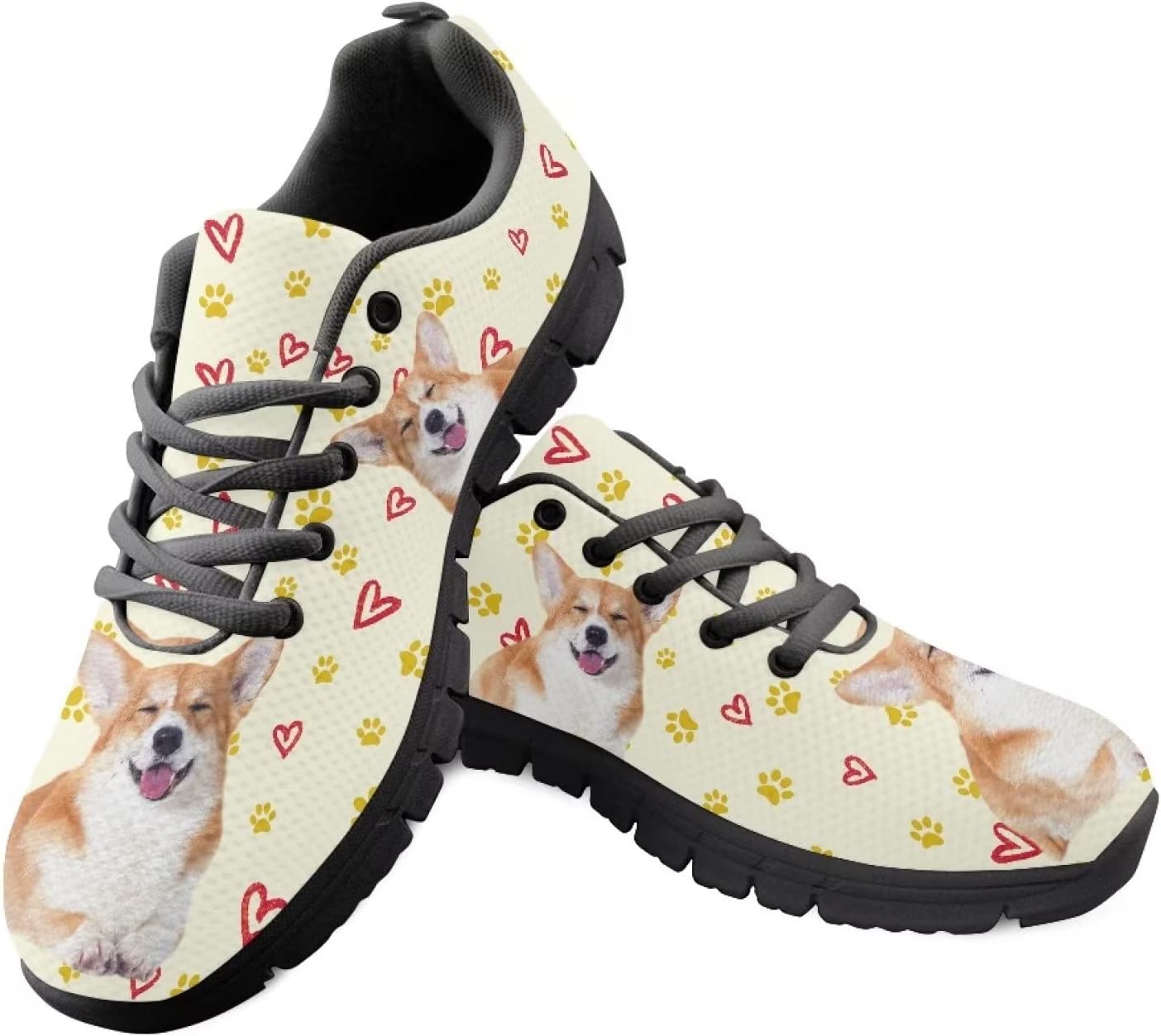 

Женские кроссовки Yzaoxia для трейл-раннинга, мужские теннисные кроссовки для улицы, спортивные кроссовки для бега, размер 5-11, Cute Corgi With Heart Print