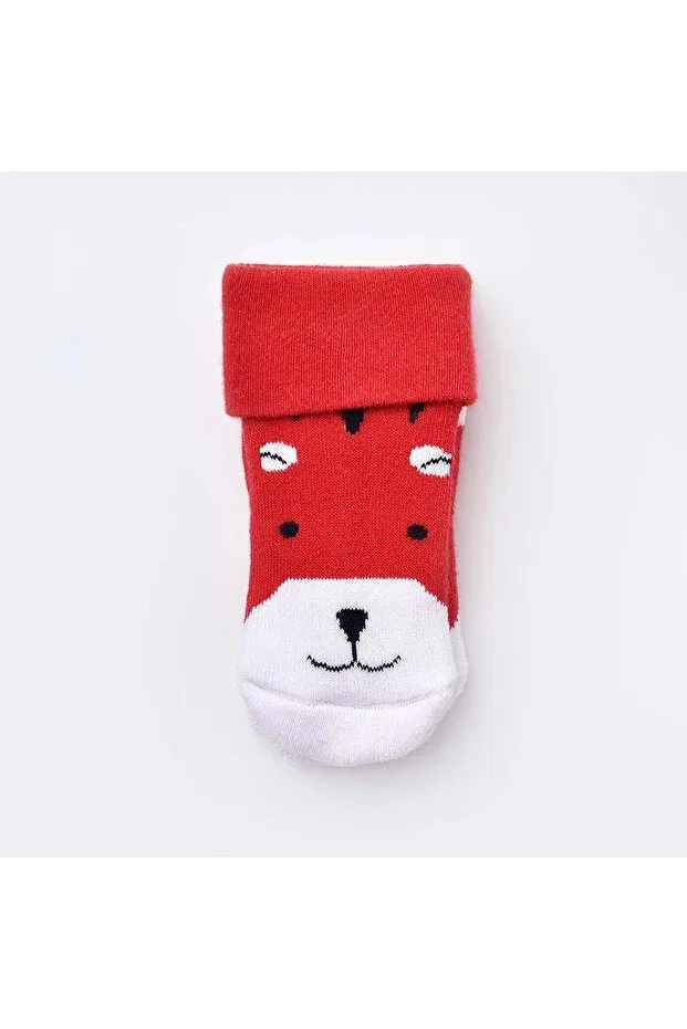 Детские носки с принтом Tiger towel baby socks Biorganic, Red