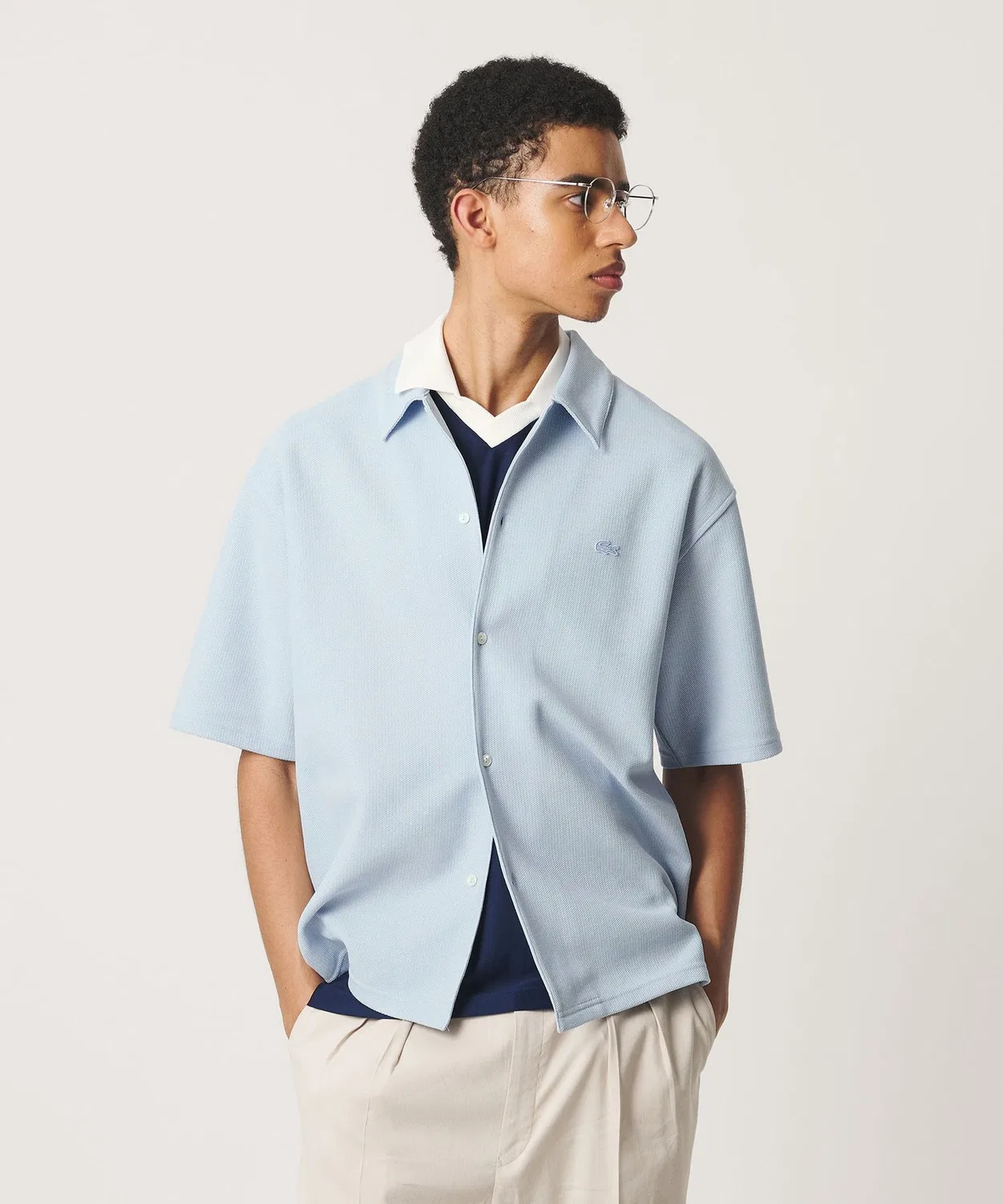 Мужская рубашка с коротким рукавом LACOSTE, Кобальтовый Синий