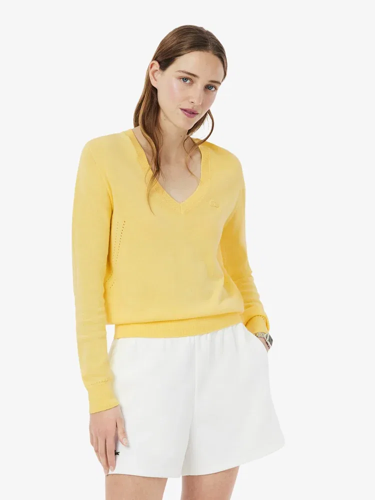 Свитер LACOSTE Light Cotton V-образный вырез, Lemon