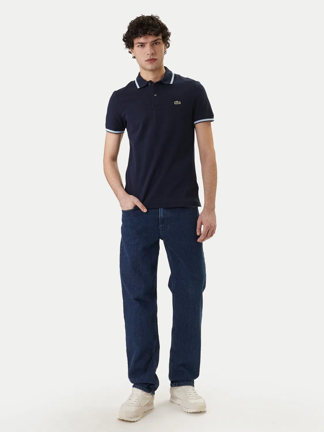 Мужское поло классического кроя Lacoste, темно-синий — фото 2