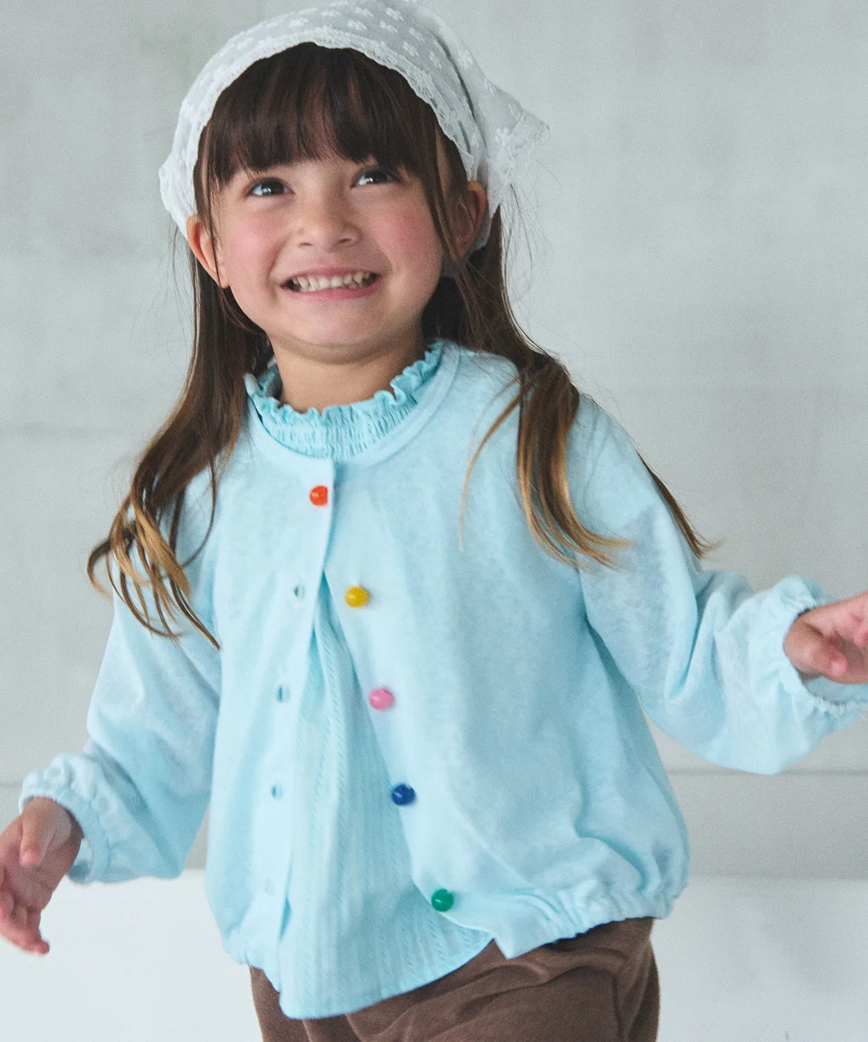 Детский кардиган с длинным рукавом модель Colorful Button UV, petit main, Sax Blue