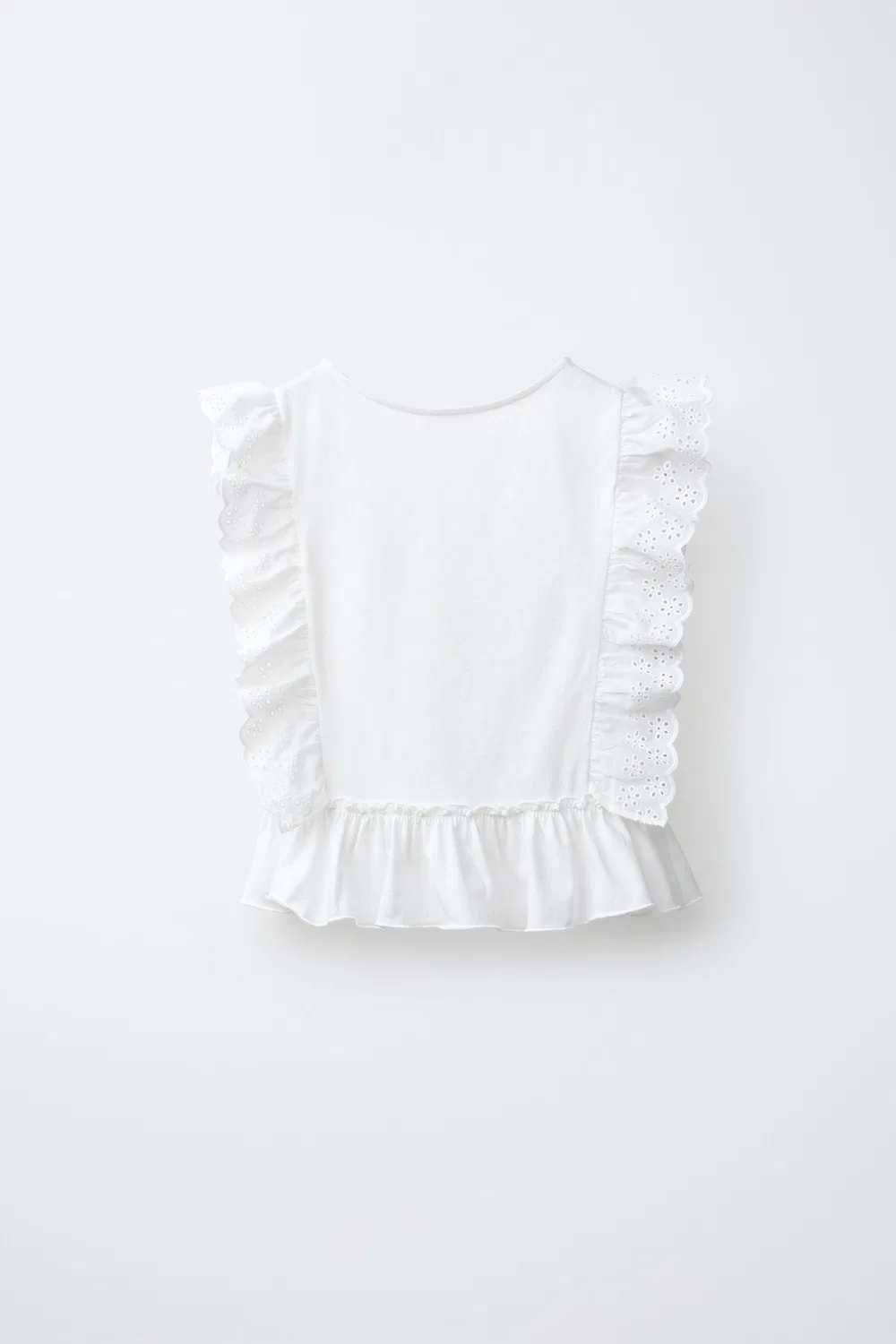Футболка с швейцарской вышивкой ZARA, White — фото 2