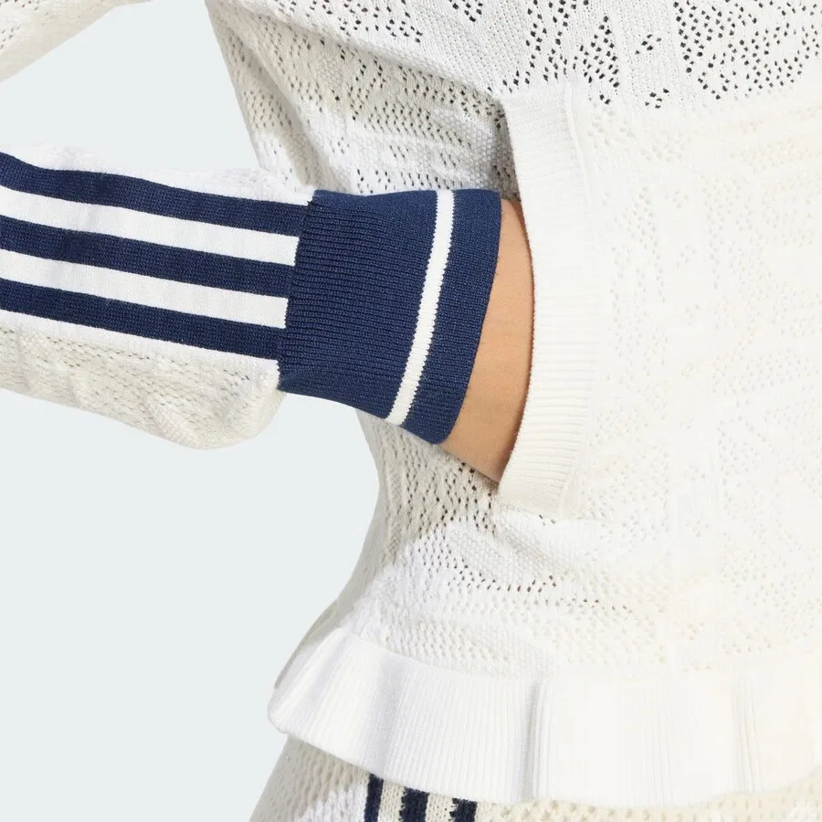 Вязаный кардиган ADIDAS ORIGINALS 'SPORTS CLUB' белого цвета — фото 2
