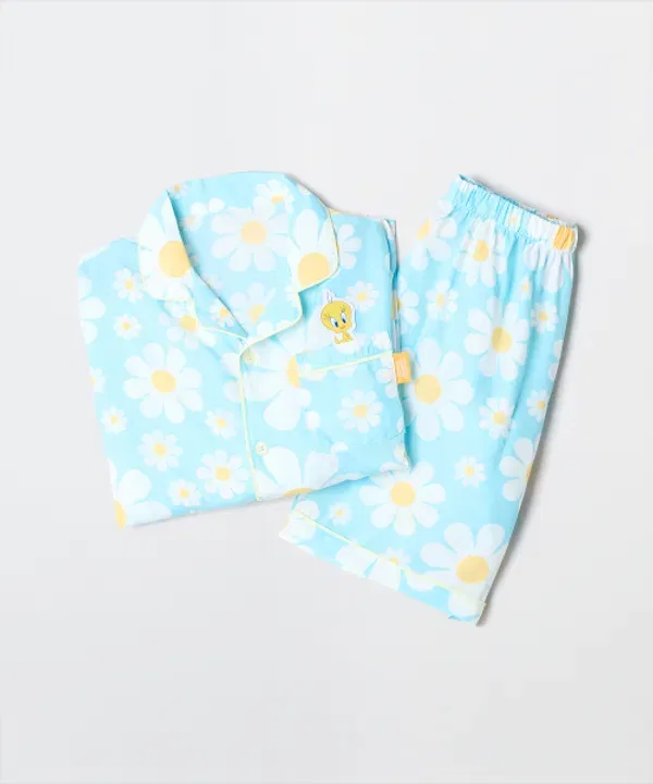 Пижама детская с коротким рукавом, Twitty Blooming, Spao Kids, голубой — фото 4