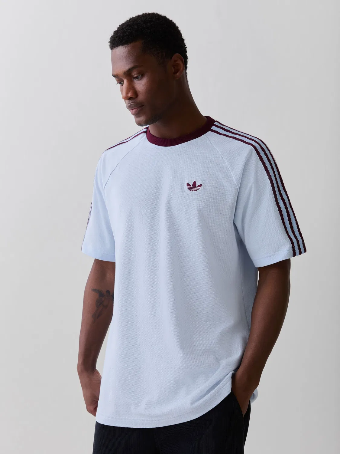 Футболка с контрастными рукавами, свободная, Britcore, adidas Originals, светло-голубой