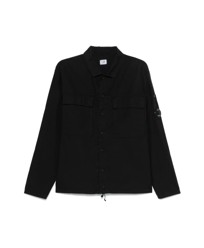 

Рубашка с застежками на кнопках и накладным карманом. C.P. Company, черный