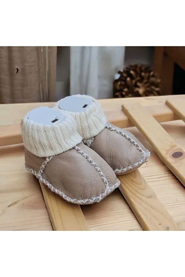 Детские ботинки для девочек из натуральной кожи Organic leather baby shoes Bebeğime Çorap, Beige