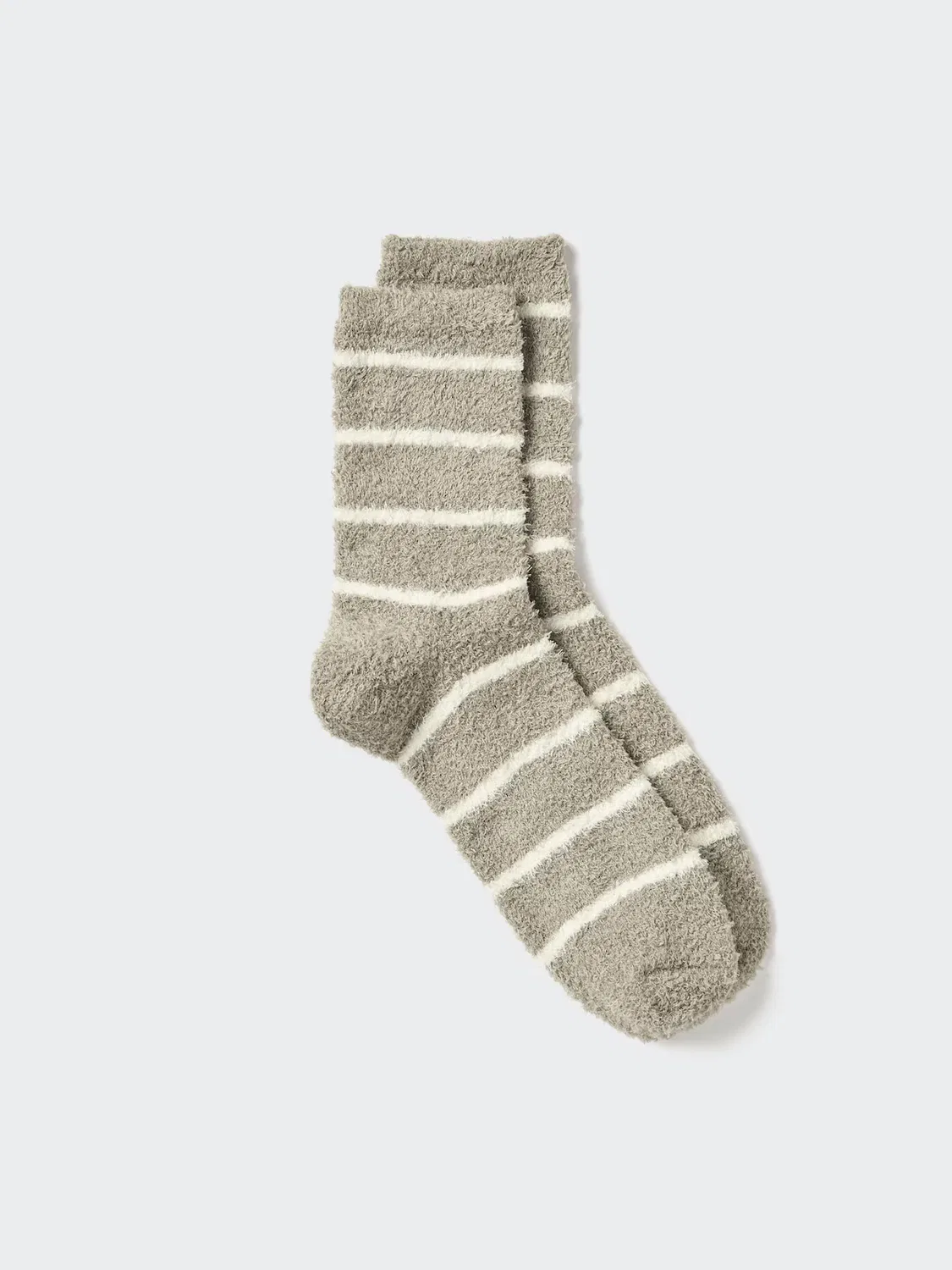 Носки Uniqlo Heattech, пушистые полосатые, серый