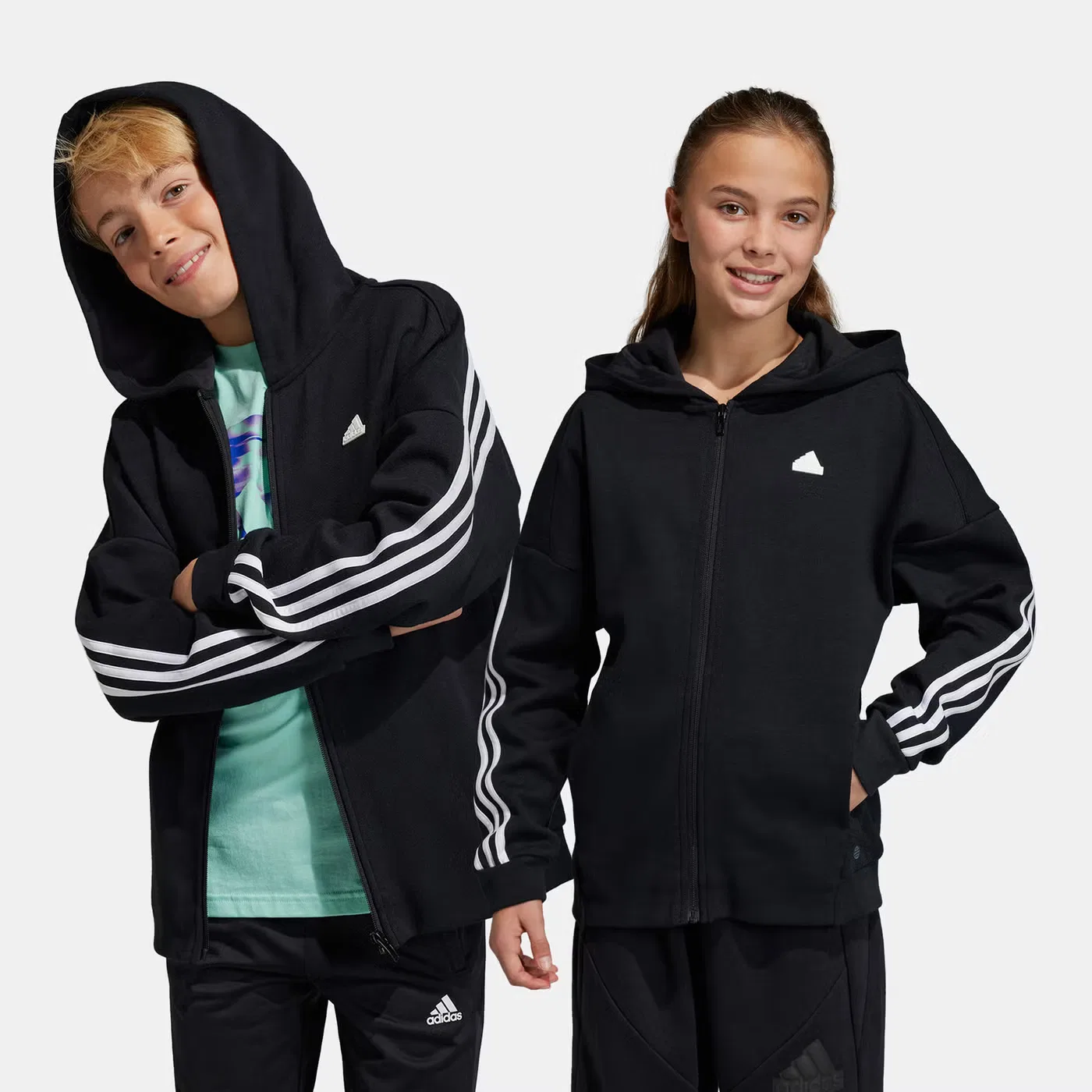 Худи на молнии с полосами Future Icons Adidas, черный
