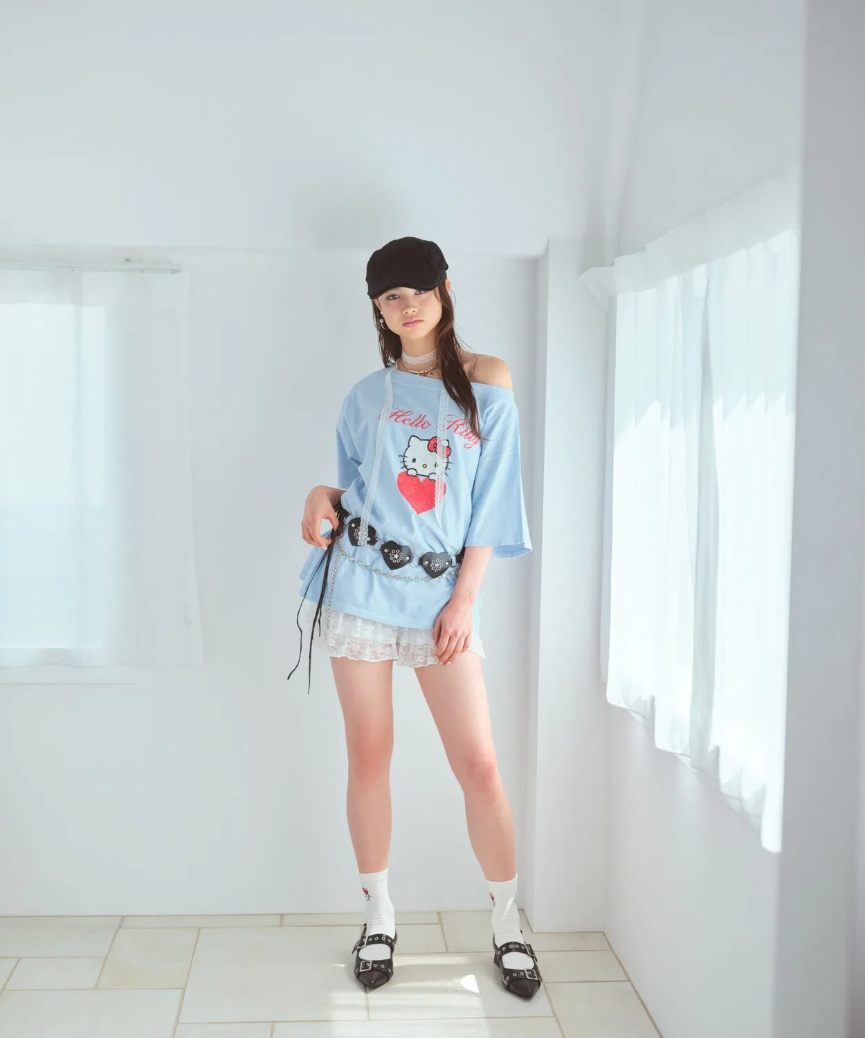 Детские носки с вышивкой Hello Kitty, модель Point Socks, repipi armario, Белый — фото 3