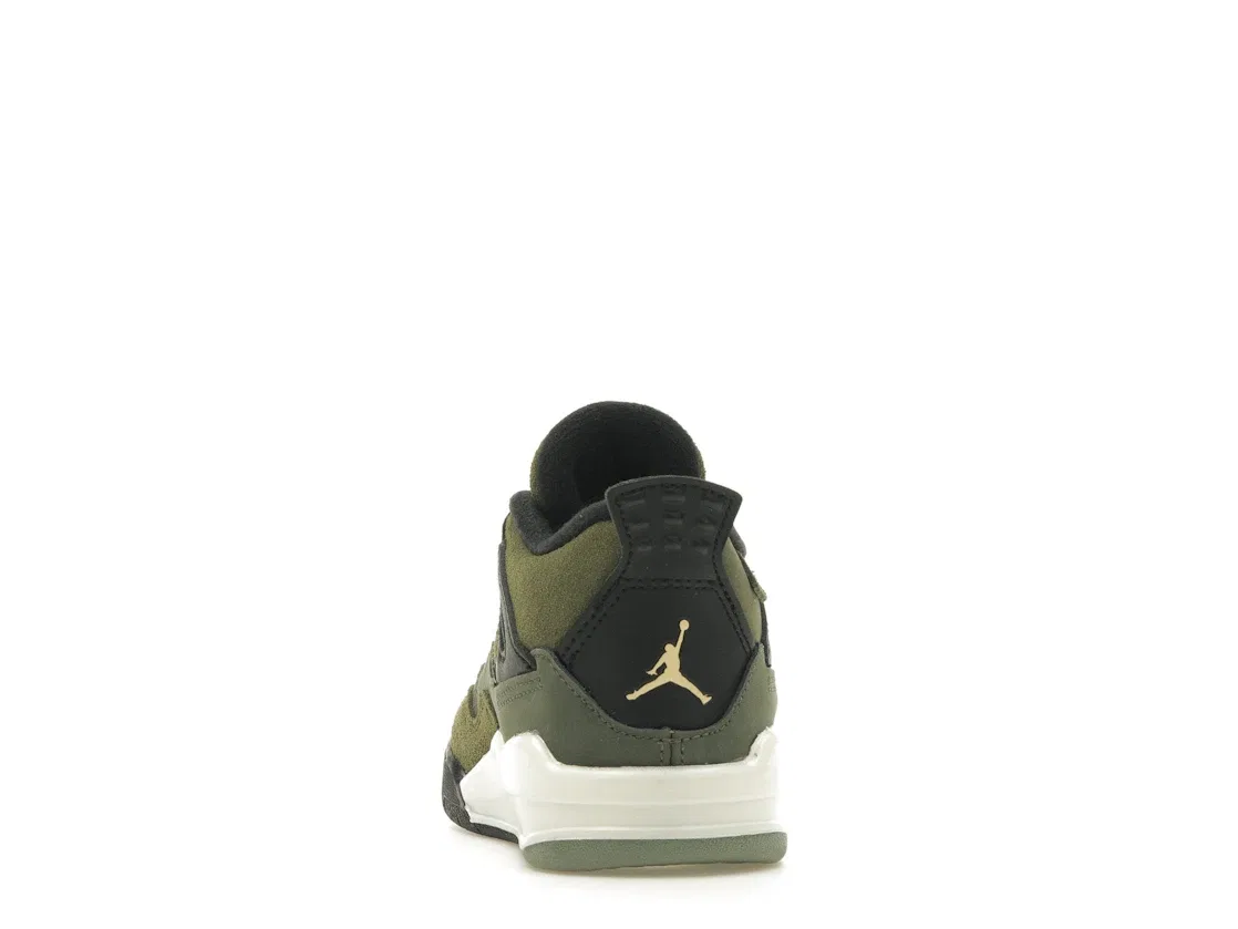 Детские кроссовки из замши и кожи Jordan 4 Retro SE Craft Medium Olive, Medium Olive/Pale Vanilla/Khaki/Black/Sail — фото 4