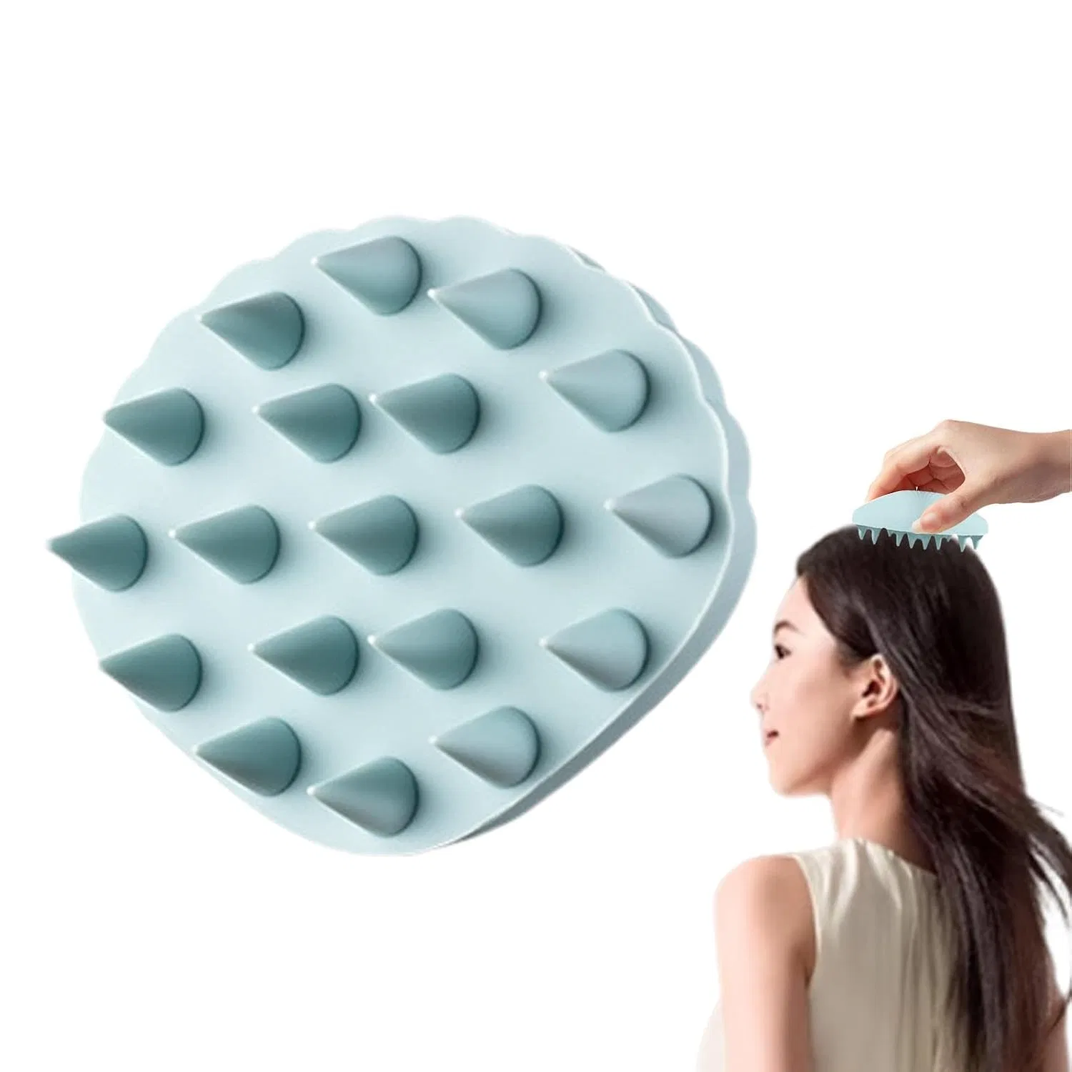 Щетка для мытья головы, силиконовая, синяя Generic