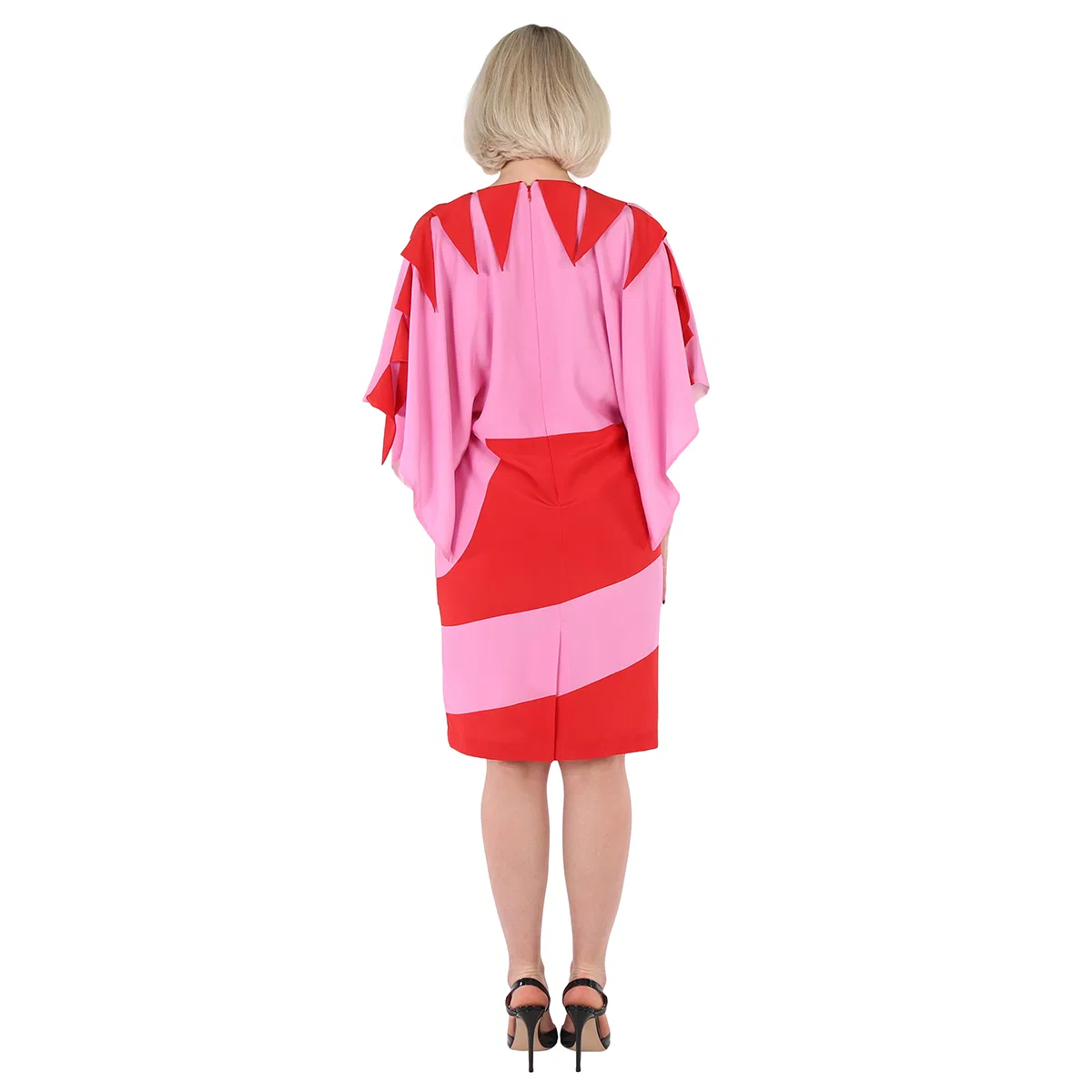 Платье вечернее с мысом, модель Ladies Primrose Pink Geometric Print Silk Crepe De Chine Cape Sleeve Dress Burberry, Primrose Pink Ip Ptt — фото 3