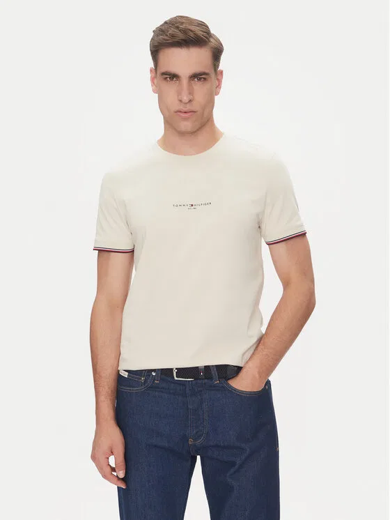 Футболка regular fit Logo Tommy Hilfiger, бежевый
