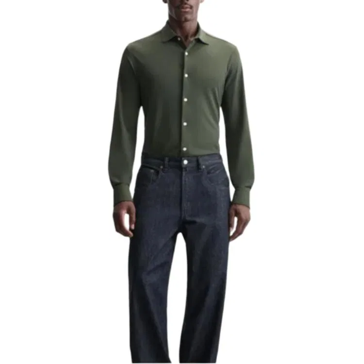 Мужская рубашка с длинным рукавом Dark Green ZARA, Dark Green — фото 4