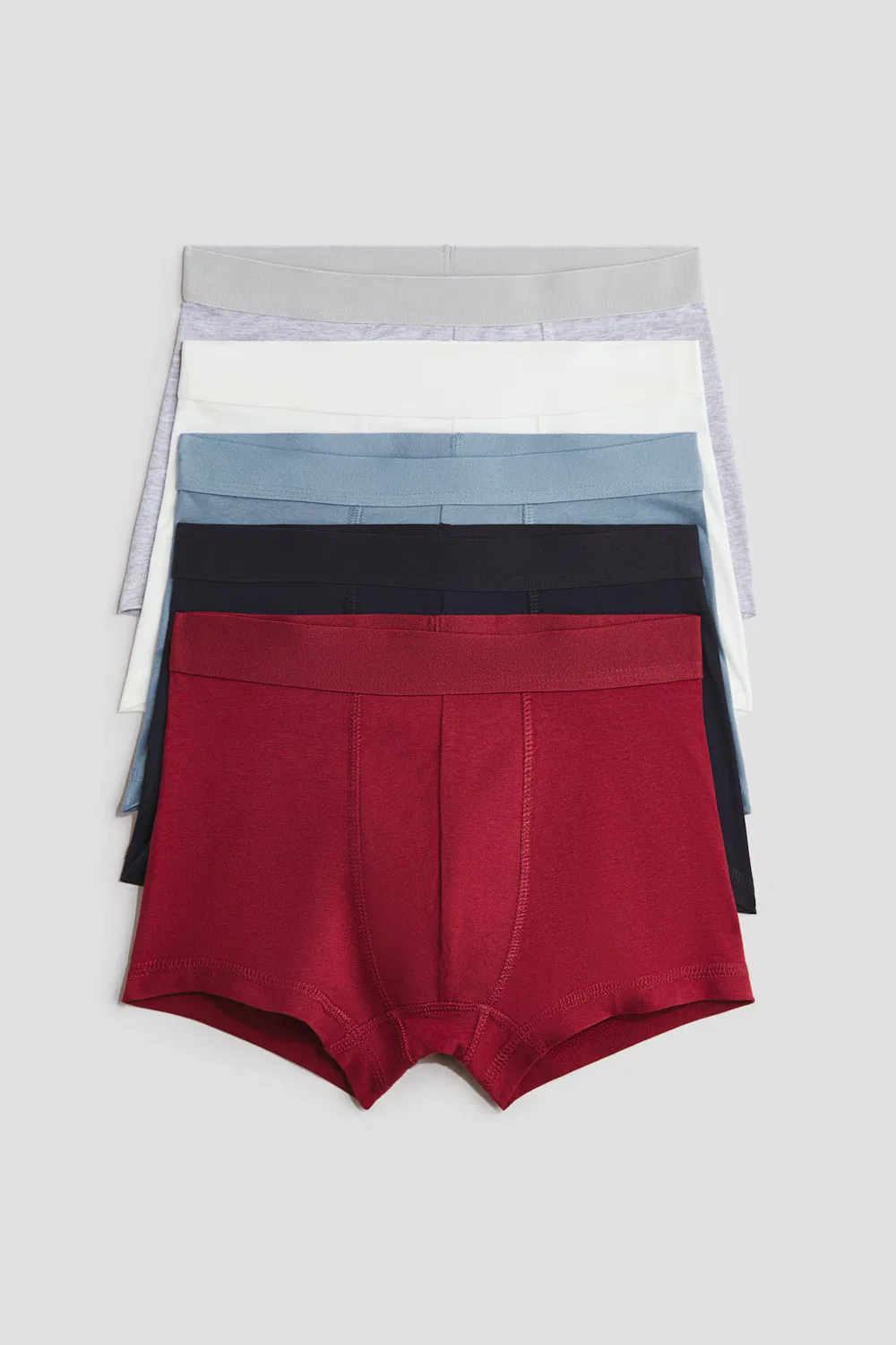 5 хлопковых трусов в упаковке H&M, Mattblau/Elfenbein/Dunkelrot