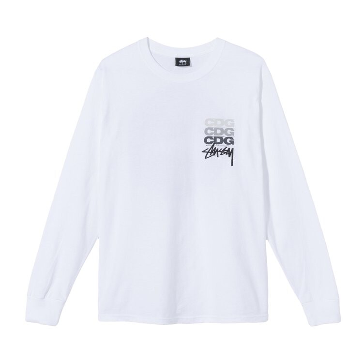 

Футболка Stussy x Comme des Garçons Dot Long-Sleeve T-Shirt 'White', белый