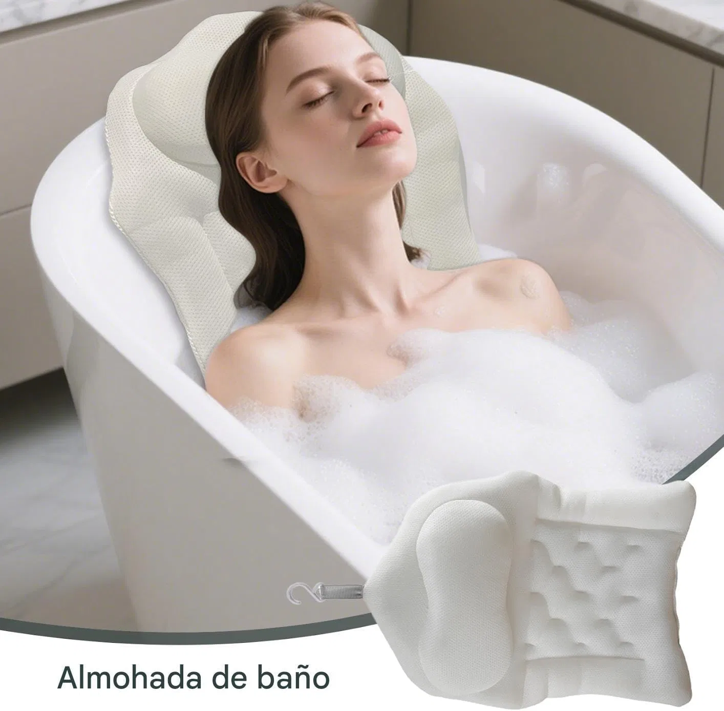 Ванная подушка с 4D-поддержкой шеи, на присосках, Generic — фото 2
