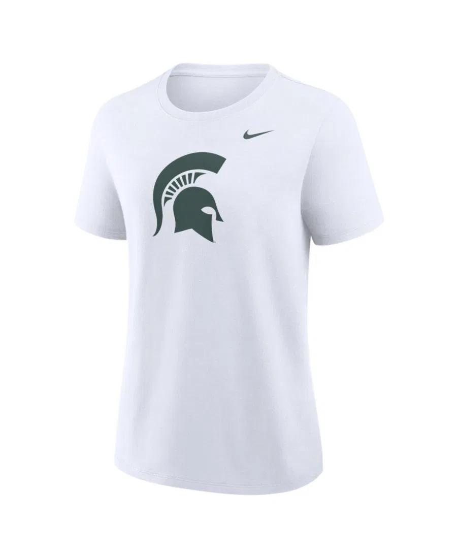 Женская белая футболка с основным логотипом команды Michigan State Spartans Nike, White — фото 2