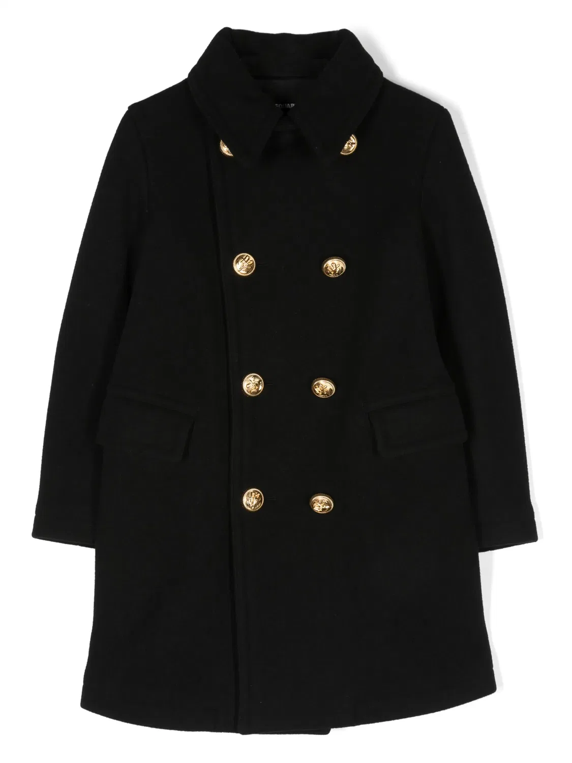 Двубортное шерстяное пальто DSQUARED2, черный