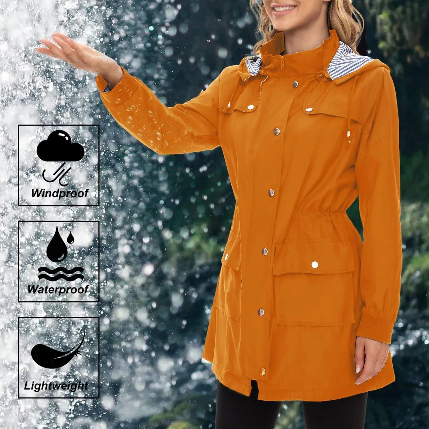 Женская ветровка с капюшоном из софтшелла, Arancione — фото 2