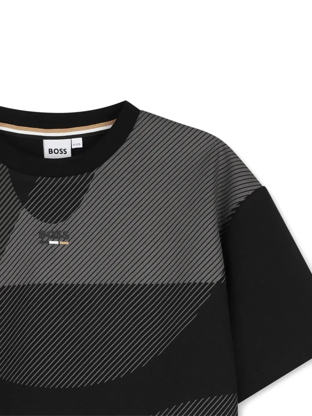 Футболка в диагональную полоску Boss Kidswear, черный — фото 3
