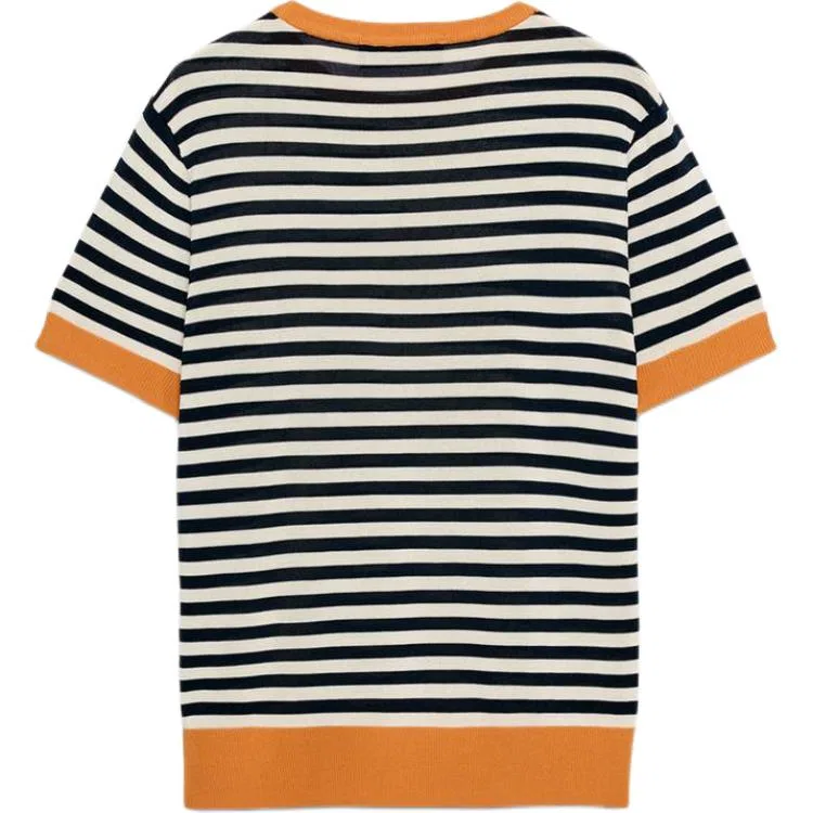 Женский свитер с круглым вырезом Orange White ZARA, Orange White — фото 3