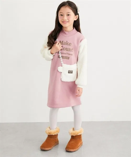 Детское платье для девочек с флисовыми карманами QUNTSTYLE, Pink