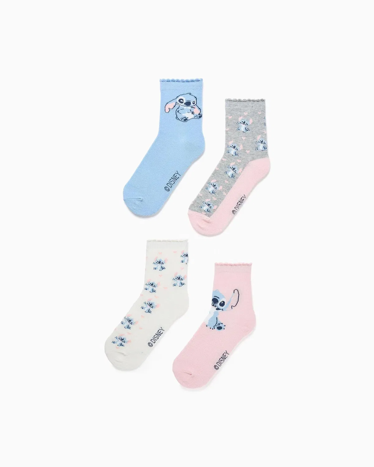 Детские носки для девочек с принтом Stitch 4 пары Zippy, Multicolor