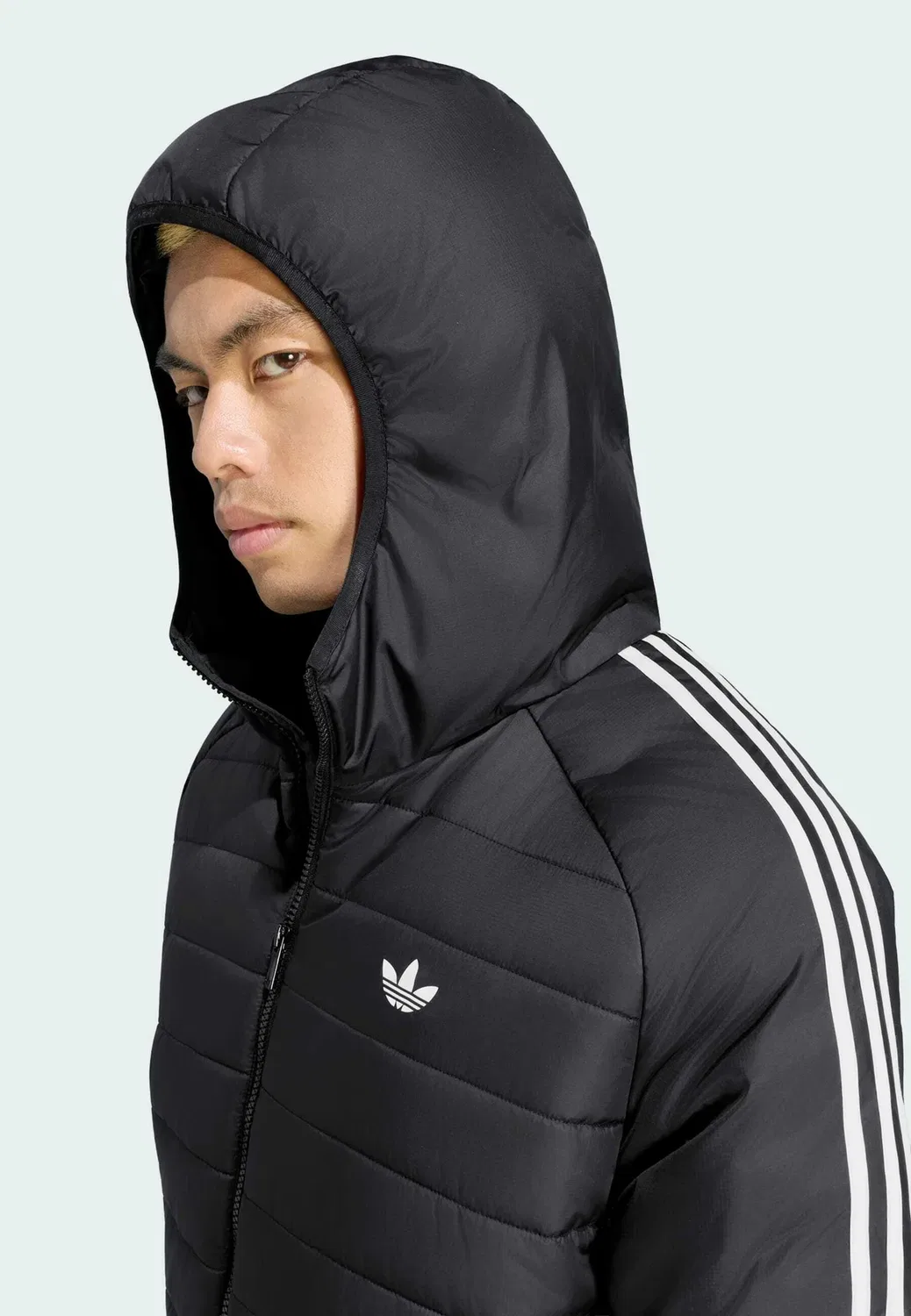 Теплая куртка с тремя полосками - зимняя куртка Adidas Originals, Black — фото 3