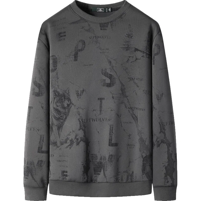 Детский свитшот с круглым вырезом, свободный крой, Black Gray, SEPTWOLVES — фото 4