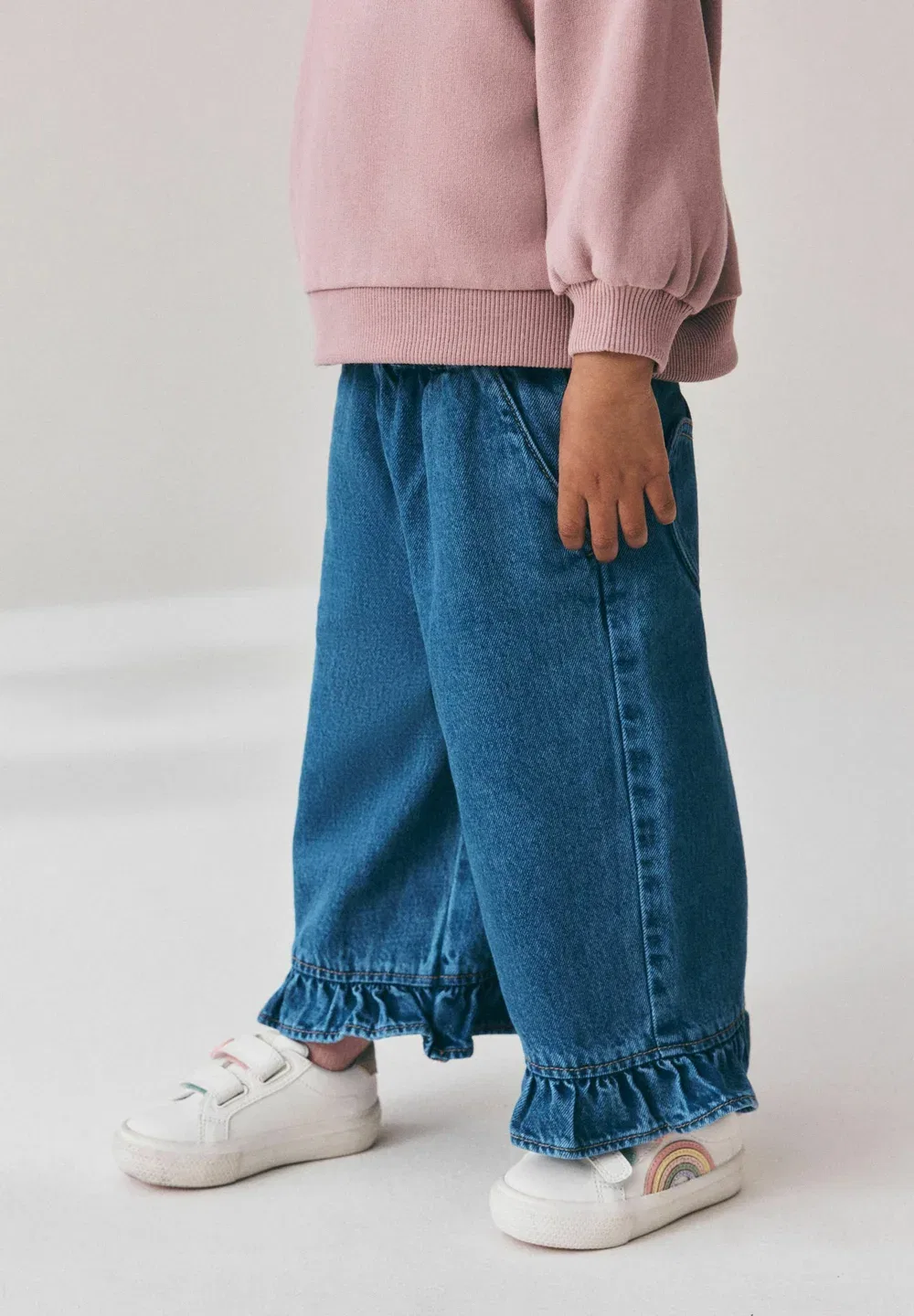 Джинсы прямого кроя с широкими штанинами. Джинсы-клеш Next, Denim Frill Hem — фото 3