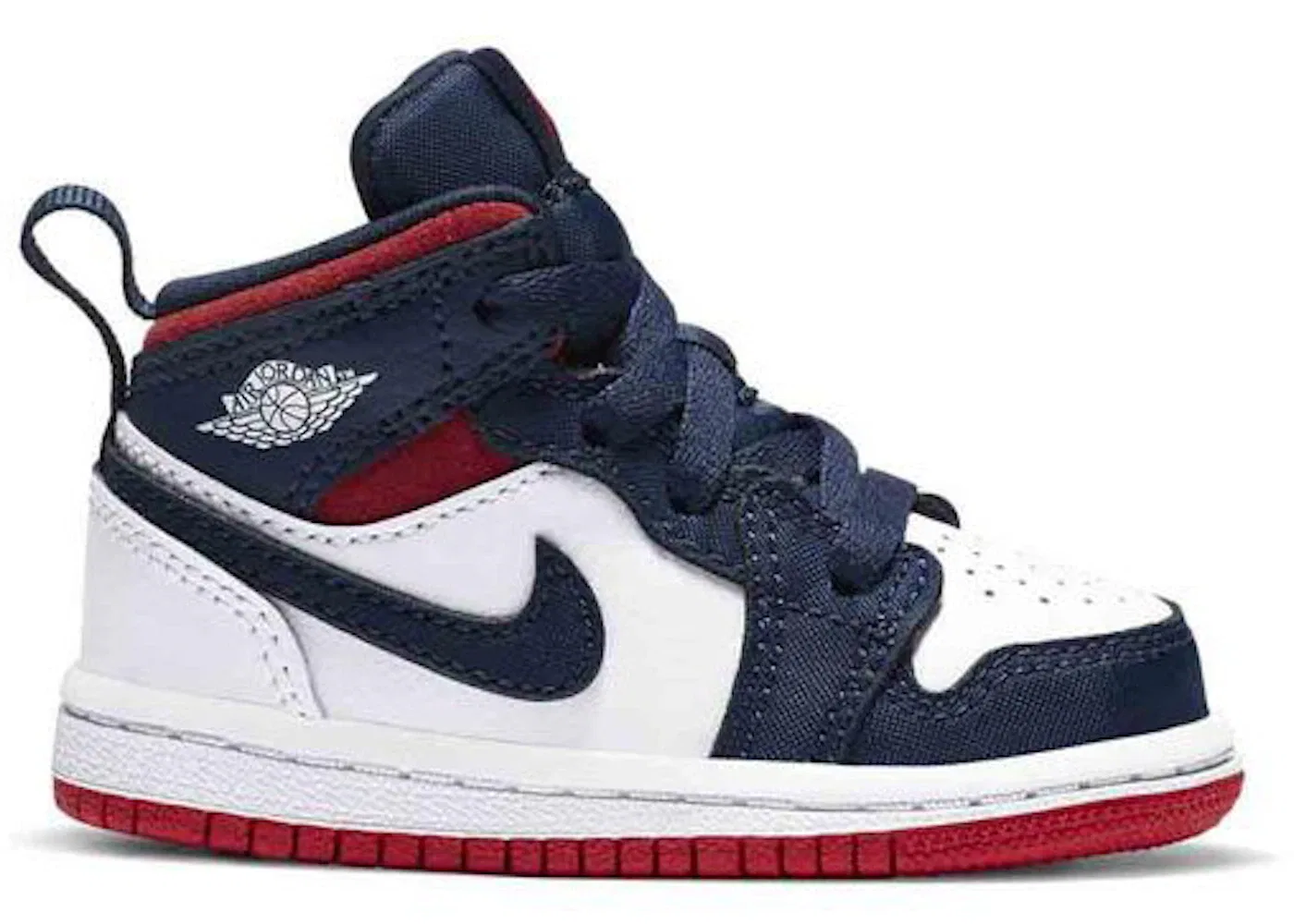 Детские кроссовки Lifestyle с модельным номером Jordan 1 Mid SE Jordan, White/Midnight Navy/Metallic Gold/University Red