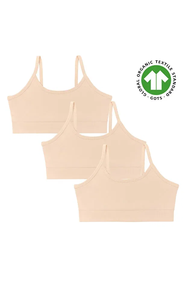 Детское для девочек бюстье хлопковое Gots certified organic cotton girls bustier - sports cut, stretchy band, vegan Albero Natur, Beige