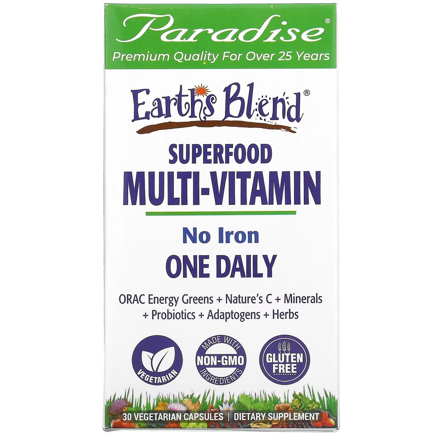 

Ежедневные Мультивитамины Paradise Herbs Earth's Blend, 30 вегетарианских капсул