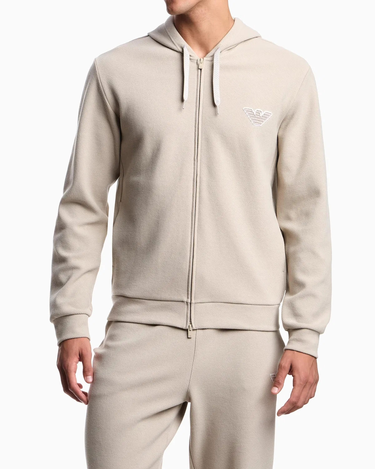 Мужской худи с капюшоном и молнией Emporio Armani, Nut — фото 3