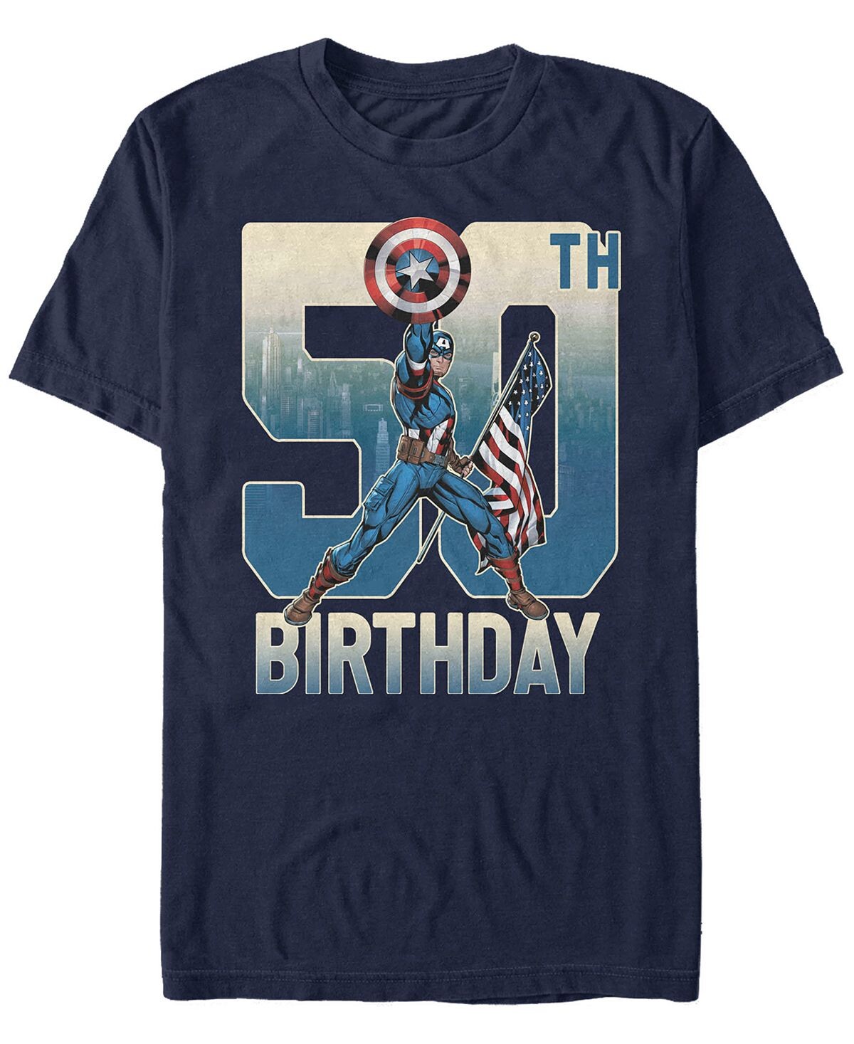 

Мужская футболка с коротким рукавом marvel captain america 50th birthday Fifth Sun, синий