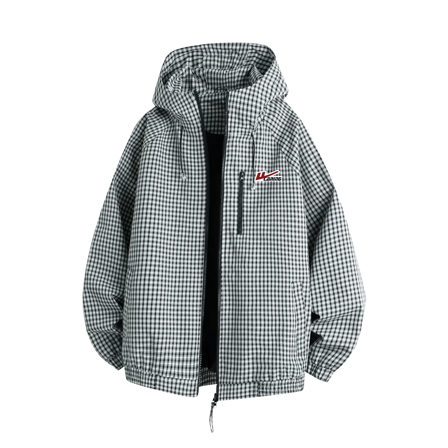 Детское пальто с принтом в клетку Riding The Wind Collection WARRIOR, Black White Plaid (DIY Badge)