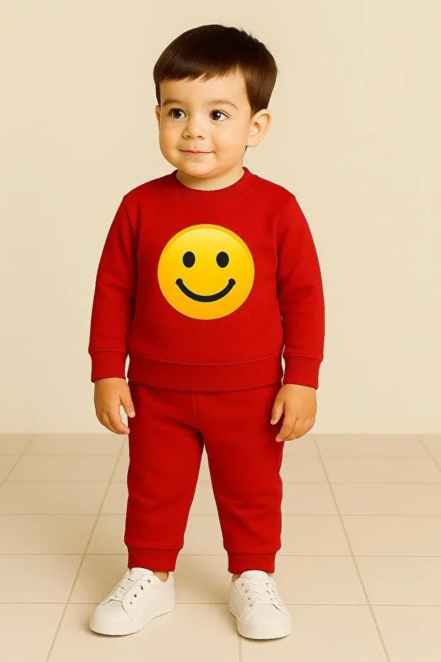 Детское худи с принтом Smiley emoji printed sweatshirt Playwear, Красное
