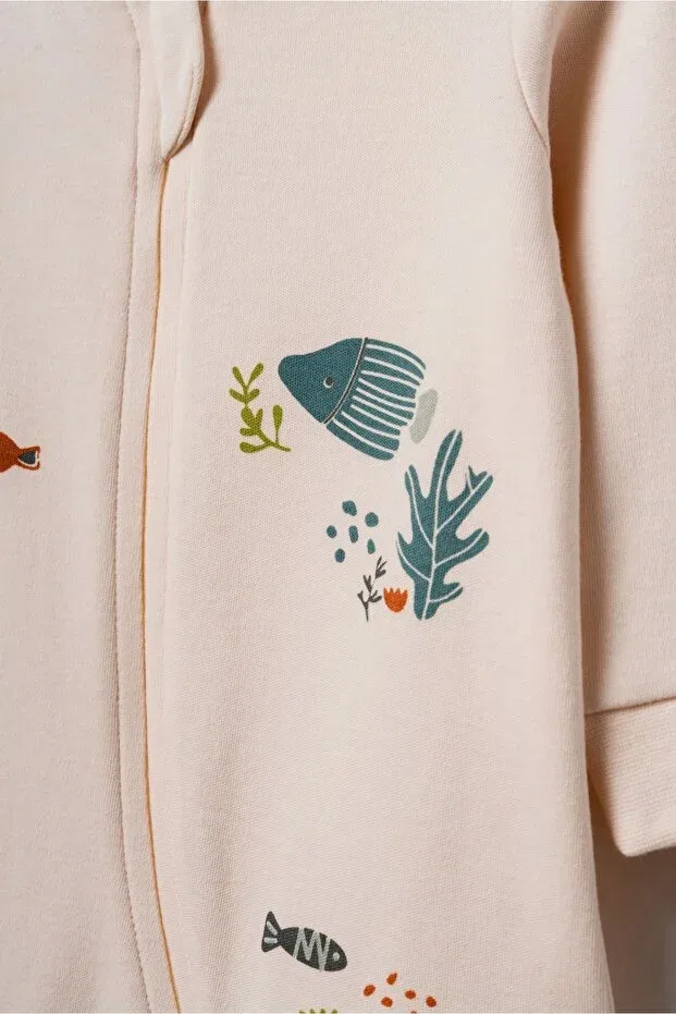 Детский комбинезон для новорожденных с длинным рукавом Babycosy Organic Wear, Ecru — фото 2