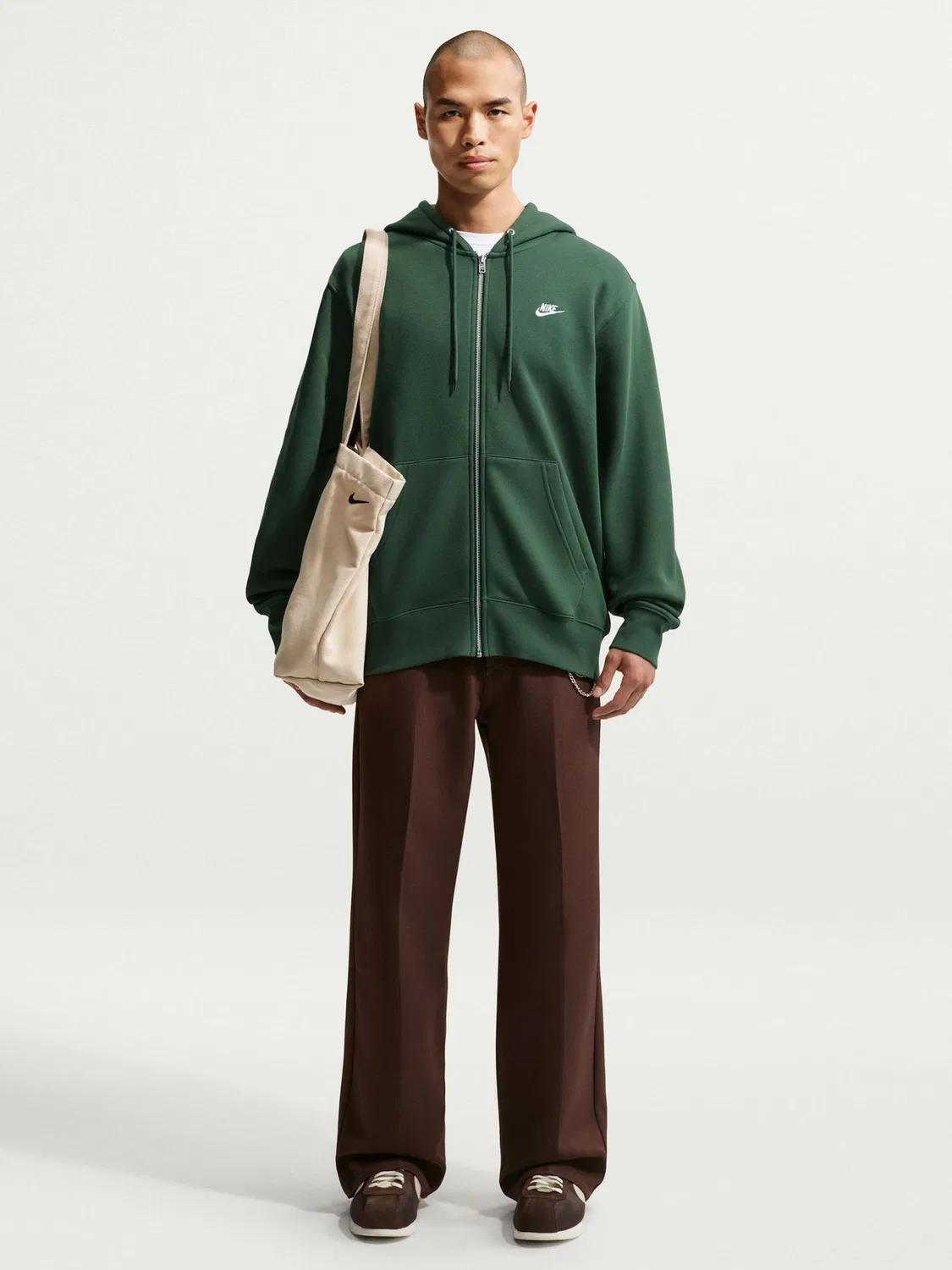 Зеленая худи с молнией во всю длину Nike Fir Club — фото 2