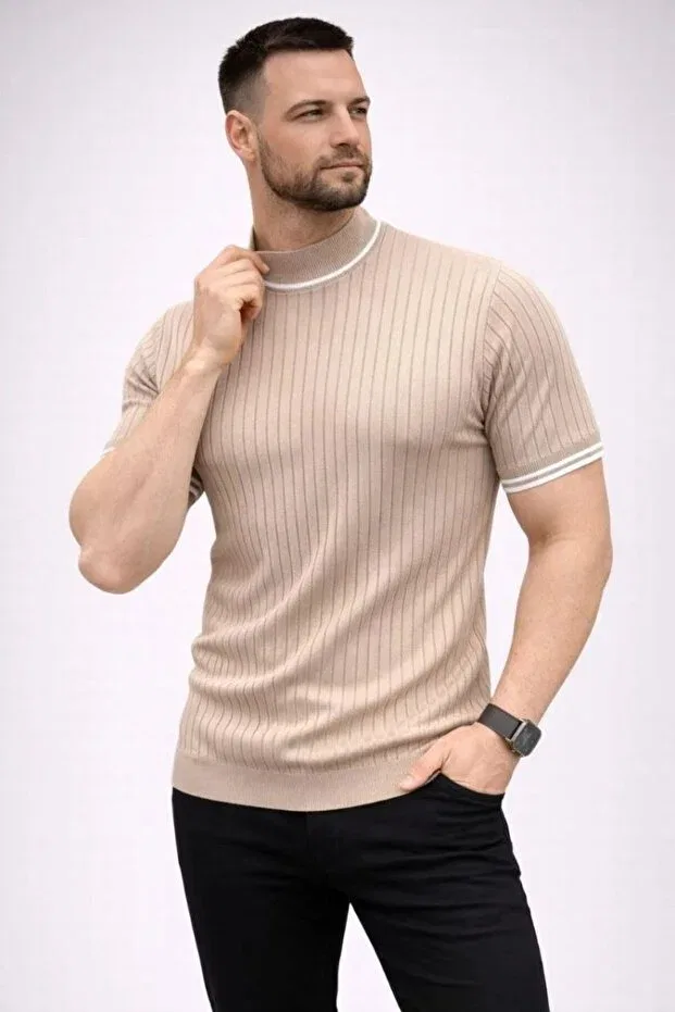 Мужская футболка с воротником-стойкой Vexor, Beige